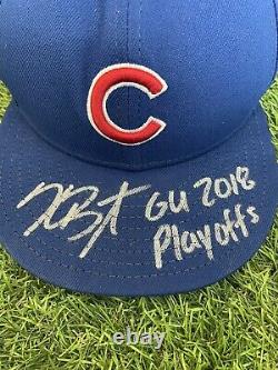 Kris Bryant Chicago Cubs Jeu Chapeau D'occasion 2018 Postsaison Signé Mlb Auth