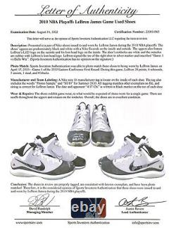 Lebron James A Signé Playoff 17 Avril 2010 Game Worn Shoes Upper Deck Coa