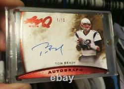 Lot Of 2 Tom Brady Leaf Q #1/10 On Card Auto & Gridiron Gear Game Used Jersey