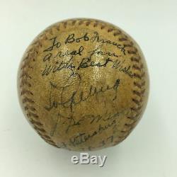 Lou Gehrig & Joe Dimaggio Rookie Signé Hit Réel Triple Jeu Utilisé Baseball Jsa