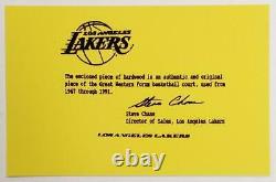 Magic Johnson Larry Bird A Signé 4x6 Lakers Game Used Floor Board (a) Bas Coa
