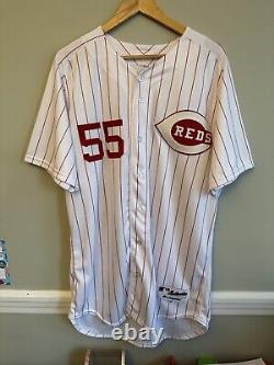 Maillot TBTC 2019 des Cincinnati Reds signé et porté lors du match par Robert Stephenson