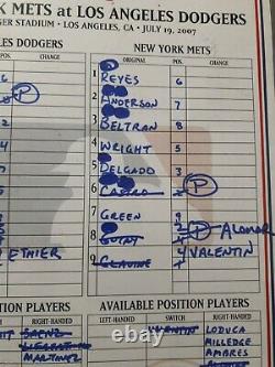 Mets Vs Dodgers Grady Little Signed Game Used Lineup Card Steiner 7/19/2007