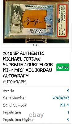 Michael Jordan Supreme Hard Signé Jeu Automatique Utilisé Psa 1 De 1 Pont Supérieur Seulement 1