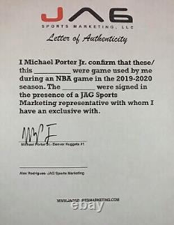 Michael Porter Jr. Chaussures de jeu utilisées signées et autographiées Denver Nuggets LOA