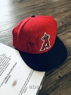 Mike Trout Autographié Jeu Signé Cap / Hat Anderson Authentics Loa