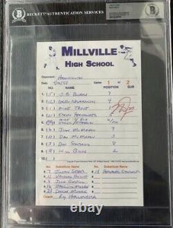 Mike Trout Signé Jeu Utilisé 2008 Millville High Baseball Lineup Card Beckett 10