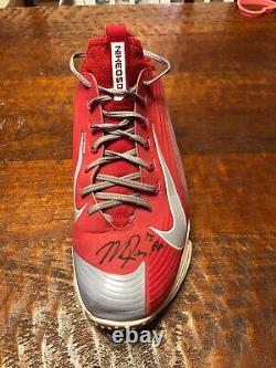 Mike Trout Signé Jeu Utilisé Worn Nike Turf Shoe Jsa Coa Autographied Angels