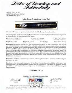 Mike Trout Signé Old Hickory 2014 Mvp Jeu Utilisé Baseball Bat Psa / Adn 10