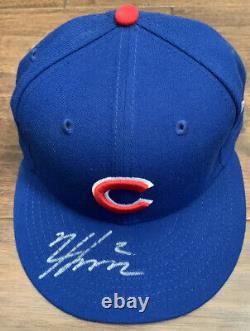 Nico Hoerner Game Used Hat Cubs Autographe Signé