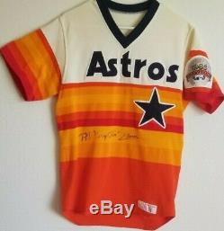 Phil Garner 1986 Jeu Astros Utilisé Jersey Arc-en-ciel Usé Autographié Patch All Star