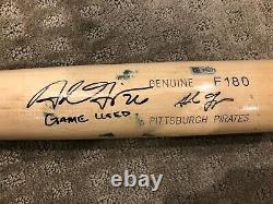 Pittsburgh Pirates Adam Frazier Jeu Utilisé - Autographié Ls Bat Mlb Holo