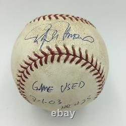 Rafael Palmeiro A Signé Le Jeu Utilisé Texas Record Breaking Home Run #25 Baseball