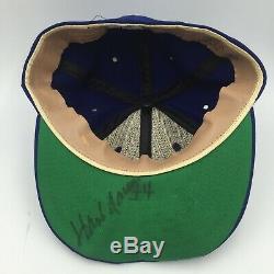 Rare 1975 Hank Aaron Jeu Milwaukee Brewers Anciens Et D'occasion Baseball Cap Hat Adn Psa