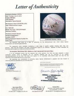 Rare Bill Klem Unique Signé 1929 World Series Baseball Jeu Occasion Jsa Hof Auto