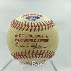 Rare Signé Par George Brett Utilisé Adn 1980 World Series Baseball Psa