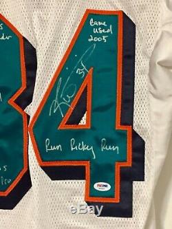 Ricky Williams Miami Dolphins Portés Autographed Jersey Jeu Utilisé Texas NFL