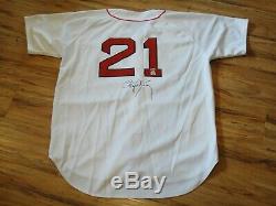 Roger Clemens Jeu Utilisé Worn 1996 Red Sox De Boston Signés Jersey Gris Flanelle