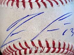 Ronald Acuña - Ballon de baseball signé et autographié, RBI double, utilisé lors du match de 2019, avec certification MLB.