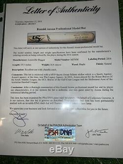 Ronald Acuna Jr. Atlanta Braves Jeu D'occasion Bat Signé 2016 Psa Loa