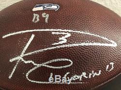 Russell Wilson Autographié Seahawks Jeu Utilisé NFL Football En Cuir