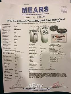 Scott Kazmir Tampa Bay Devil Rays Jeu Occasion Et Signed Accueil Jersey Vest- Mears A10