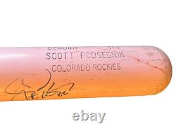 Scott Podsednik Batte Rose des Mères 2008 Utilisée en Match Signée Colorado Rockies MLB