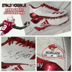 Stanley Morgan Jr. Jeu Utilisé Worn Signé Crampons Nebraska Cornhuskers Adidas