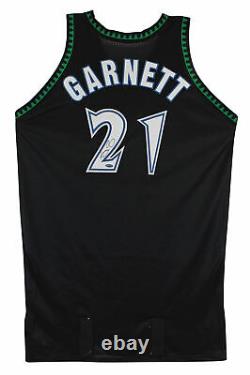 Timberwolves Kevin Garnett Signé 1998 Jeu Utilisé Démarreur Black Jersey Steiner