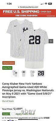 Voir La Description Corey Kluber Yankees Autographied Game-used Jersey 5/8/21
