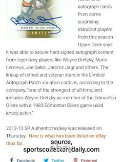 Wayne Gretzky Auto Patch Gem Gem Oilers Jeu Utilisé 6/10 Upper Deck Sp Authentique