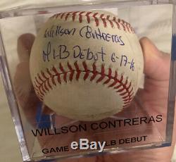 Willson Contreras Cubs Autographed Jeu Utilisé Mlb Debut 1er Hit / H Baseball Psa