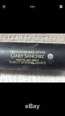 Yankees De New York Gary Sanchez Jeu D'occasion (cracked) Autographié Bat Steiner Coa